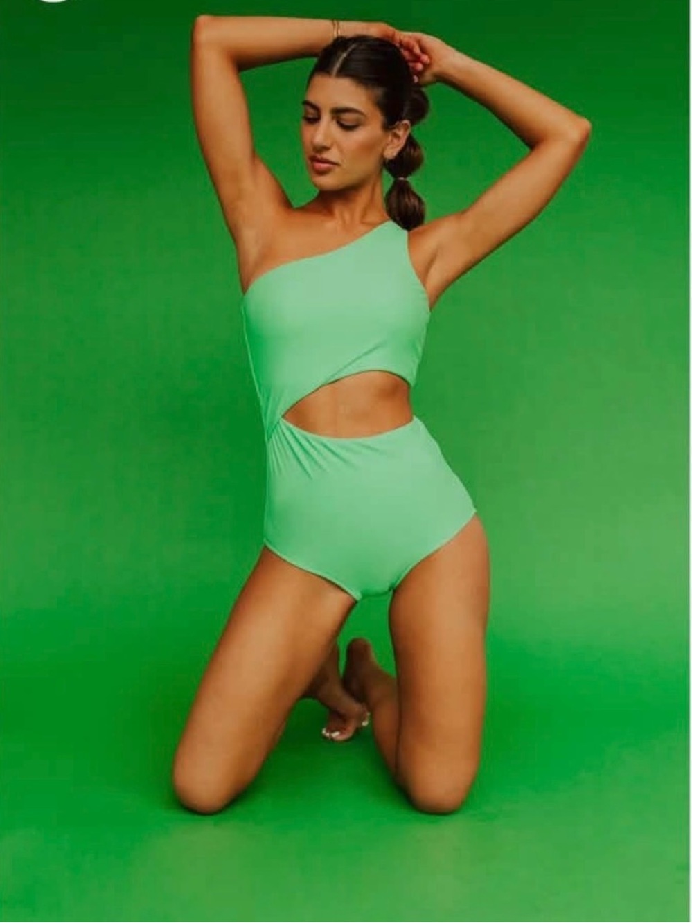 Pink Desert One Shoulder Cutout One Piece Swimsuit XXL NWT Green